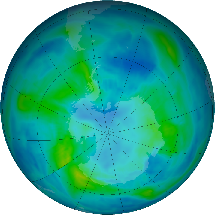 Antarctic ozone map for 11 April 2014